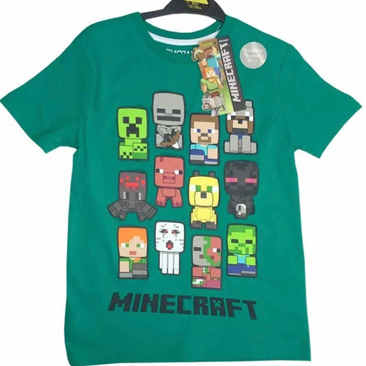 T-SHIRT Minecraft Boys Top Green Short Sleeve Kids