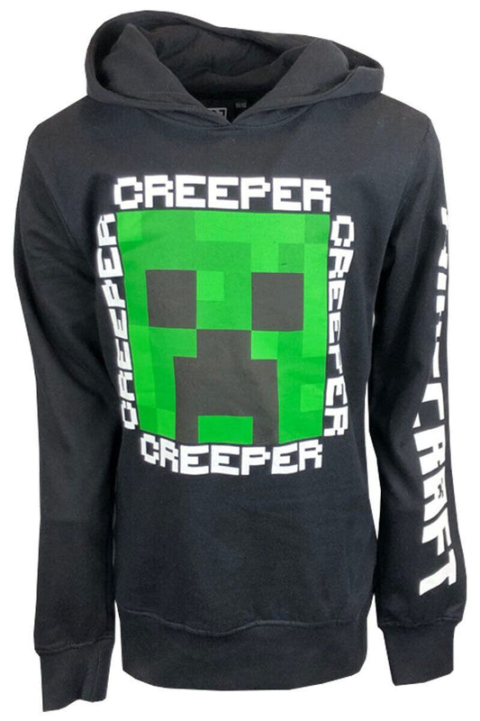 Boys Minecraft Hoodie Jumper Black Creeper Hooded