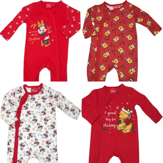 Baby Christmas Sleepsuit Disney Babygrow Festive Xmas Character Outfit