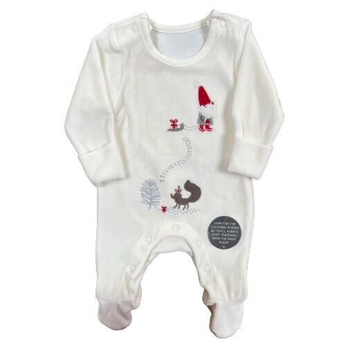 Christmas Baby Sleepsuit Babygrow All In One Velour Xmas Unisex Santa