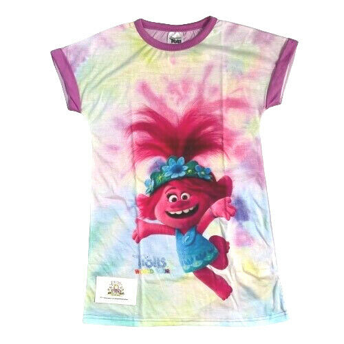 Trolls Nighty Nightdress Poppy Nightwear Pyjamas Pjs Nightie Girls World Tour