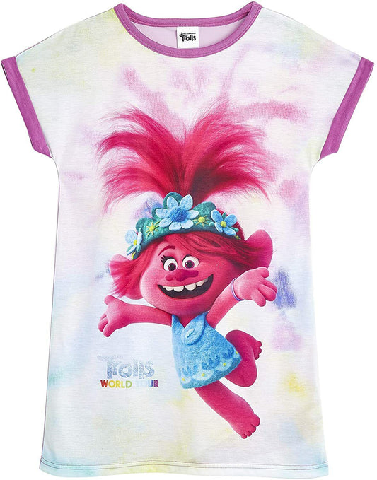 Trolls Nighty Nightdress Poppy Nightwear Pyjamas Pjs Nightie Girls World Tour