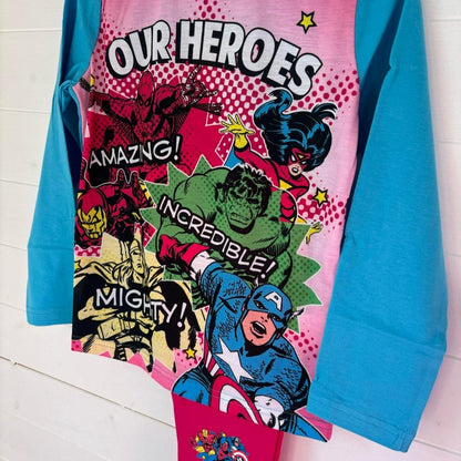 Marvel Girls Pyjamas Superhero Pink Pjs Character Nightwear