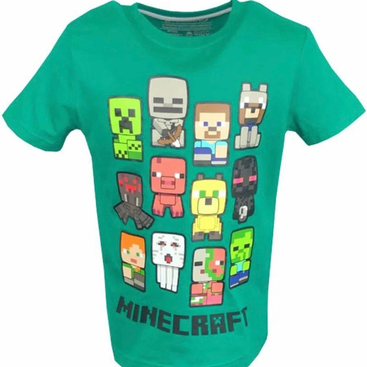 T-SHIRT Minecraft Boys Top Green Short Sleeve Kids