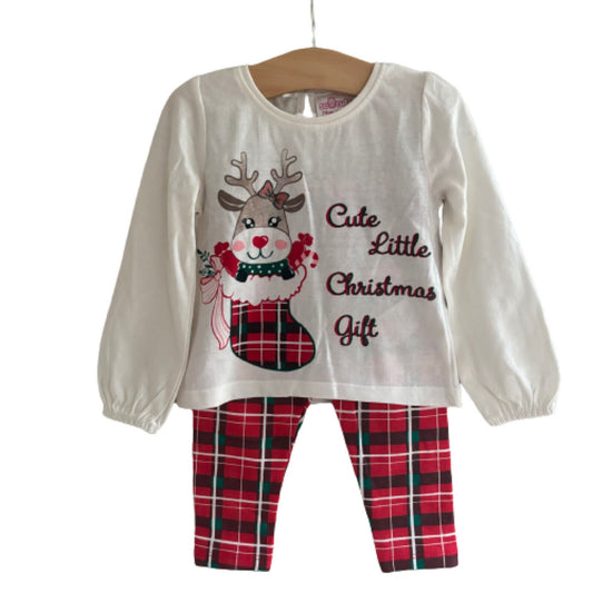 Baby Girls Christmas Pyjamas Pjs Nightwear Set Reindeer Tartan Festive Toddler