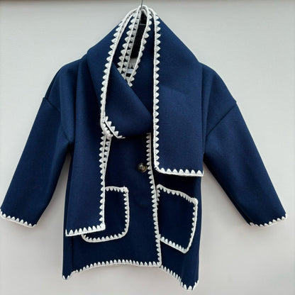 Girls Jacket Scarf Cardigan Matching Set