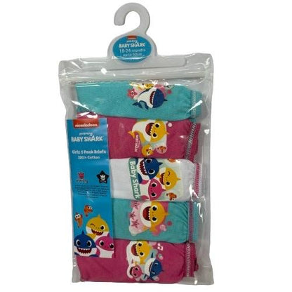 Baby Shark Girls Knickers Underwear Briefs Multipack 5 Pack