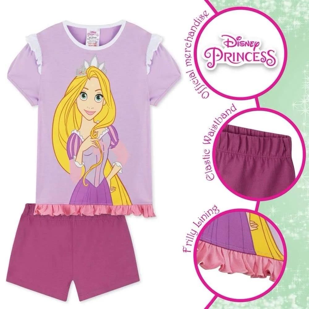 Shortie Disney Princess Rapunzel Girls Pyjamas Pjs Nightwear Sleepwear