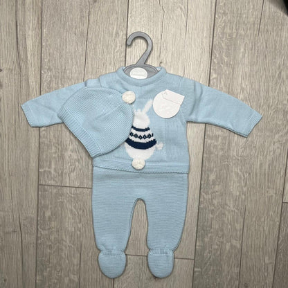 Baby Boys Easter Outfit Blue Bunny Rabbit 3 Piece