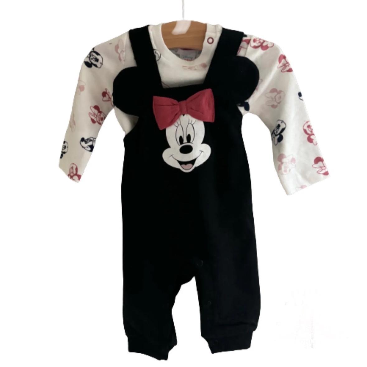 Disney Baby Girls Dungarees Outfit Minnie Mouse Set Bodysuit Vest Romper