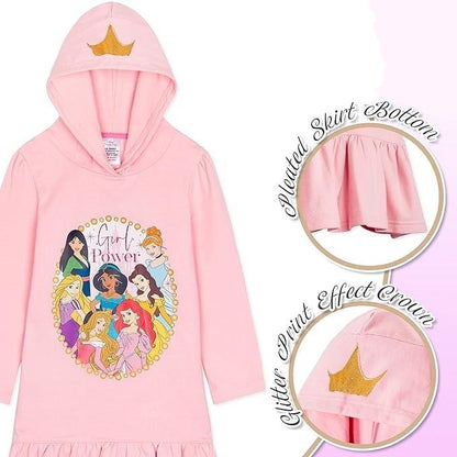 Princess Hooded Jumper Dress Pink Girls Kids