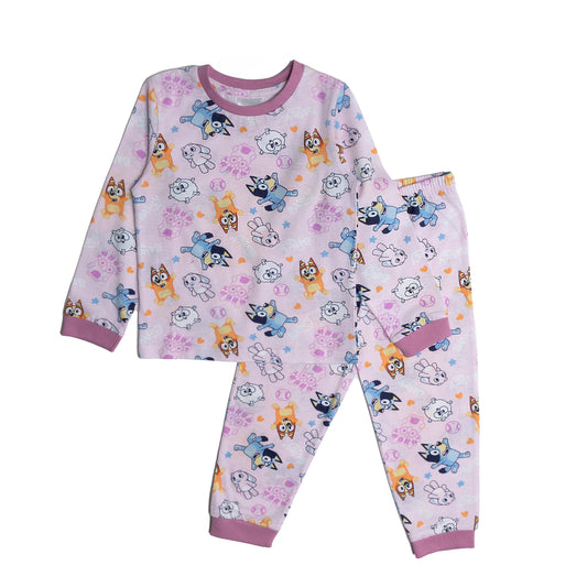 Bluey Bingo Trouser Pyjamas Girls Long Sleeve Pjs Nightwear Toddler Kids Pink