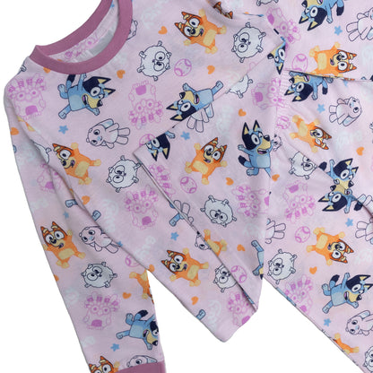 Bluey Bingo Trouser Pyjamas Girls Long Sleeve Pjs Nightwear Toddler Kids Pink