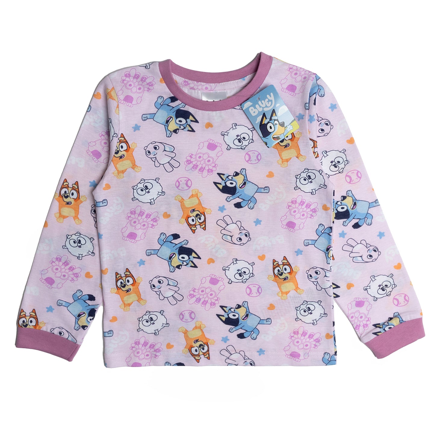 Bluey Bingo Trouser Pyjamas Girls Long Sleeve Pjs Nightwear Toddler Kids Pink
