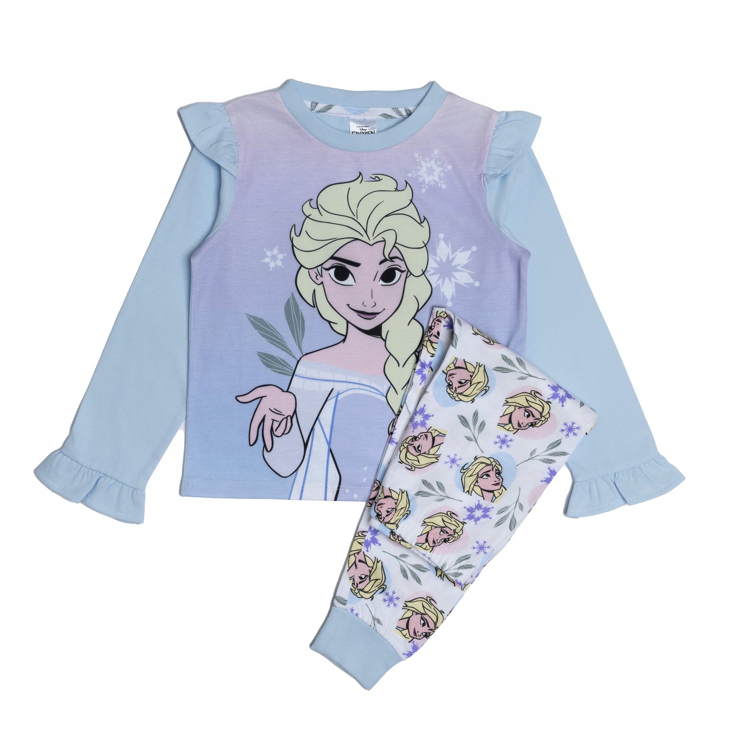 Disney Princess Frozen Elsa Pyjamas Girls Pjs Nightwear Long Sleeve and Trousers