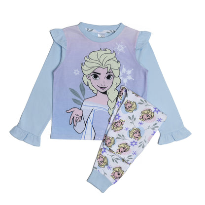Disney Princess Frozen Elsa Pyjamas Girls Pjs Nightwear Long Sleeve and Trousers