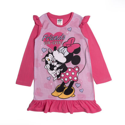 Disney Girls Minnie Mouse Friends Fur-Ever Long Sleeve Nightdress Kitten Nightie Pyjamas