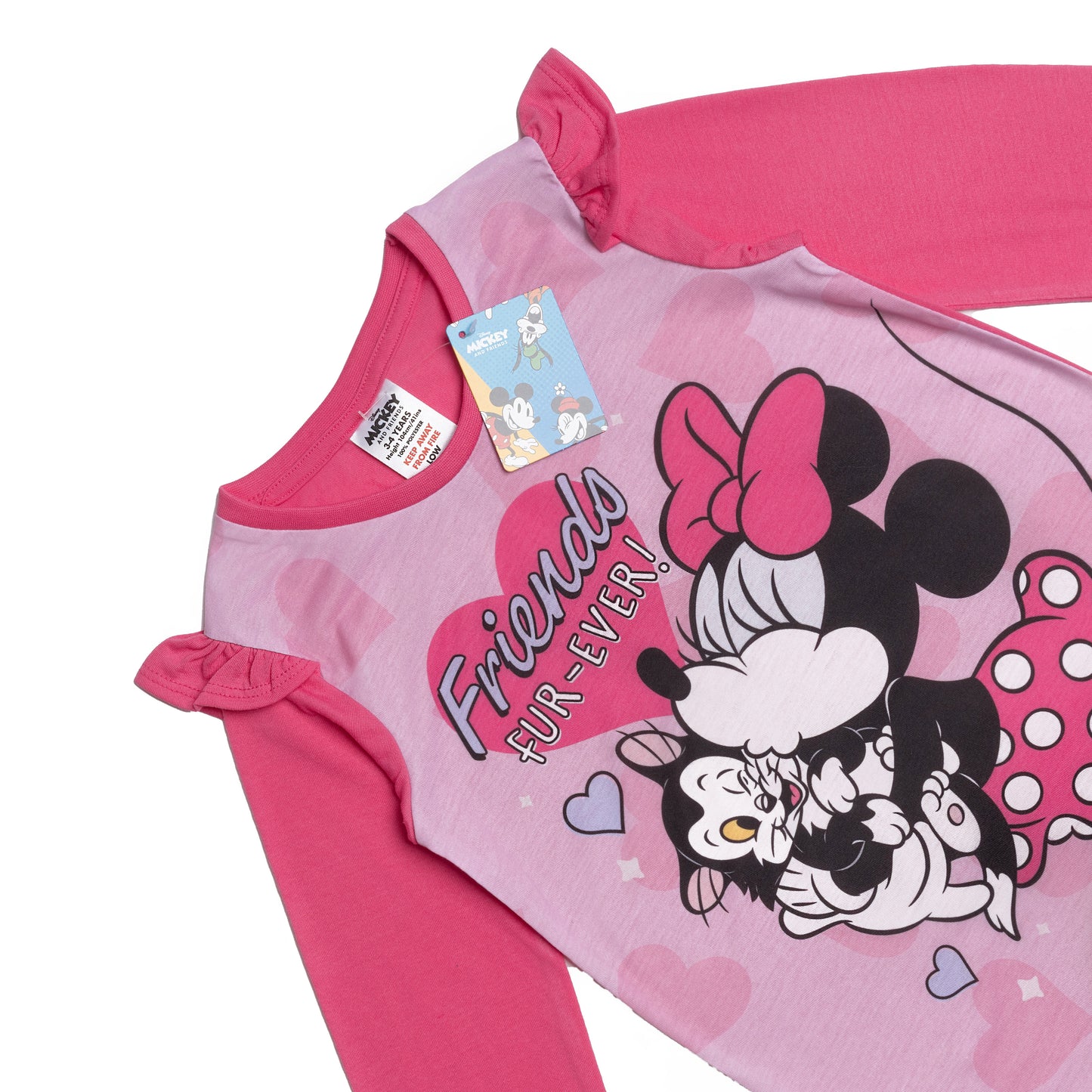 Disney Girls Minnie Mouse Friends Fur-Ever Long Sleeve Nightdress Kitten Nightie Pyjamas