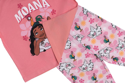 Disney Moana Girls Pyjamas Pjs Nightwear Top Trousers Short Sleeve HeiHei Pua