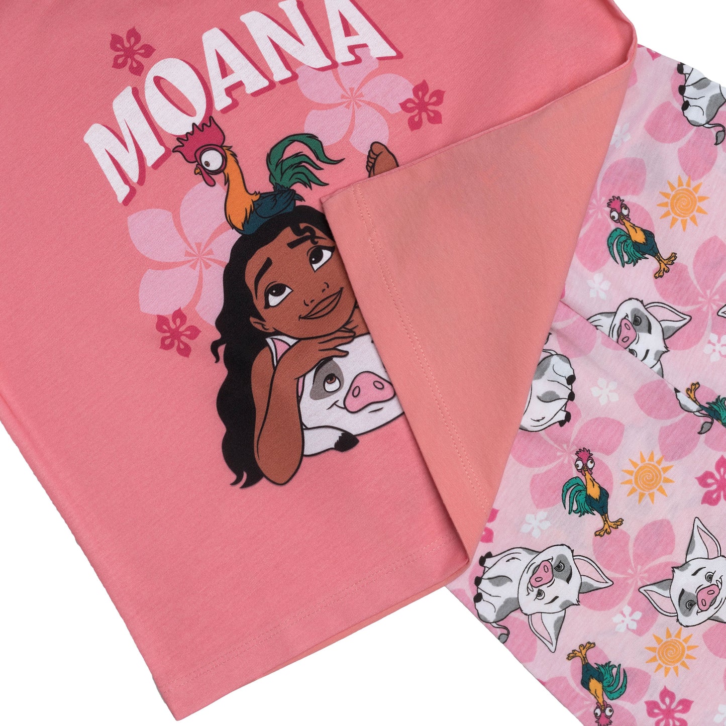 Disney Moana Girls Pyjamas Pjs Nightwear Top Trousers Short Sleeve HeiHei Pua