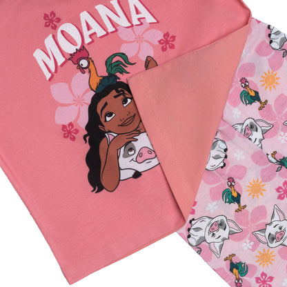 Disney Moana Girls Pyjamas Pjs Nightwear Top Trousers Short Sleeve HeiHei Pua