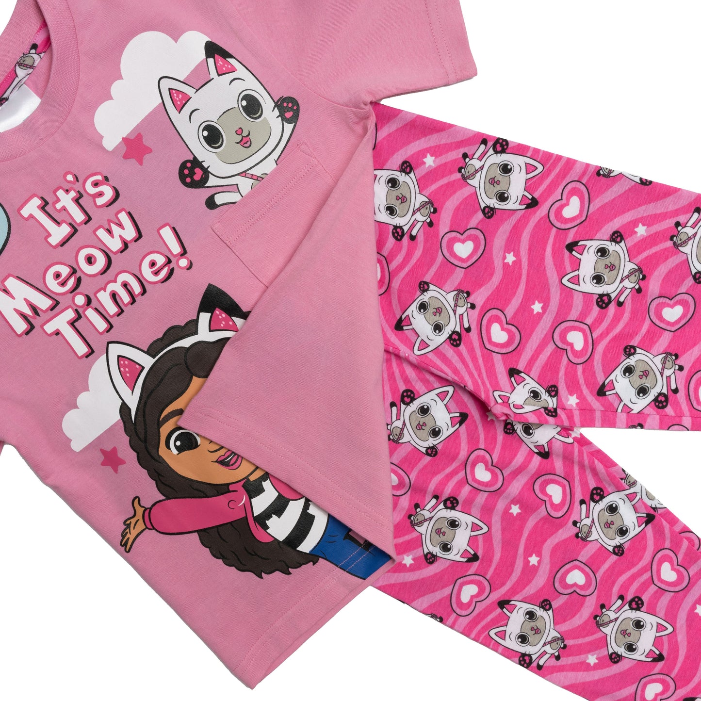 Gabby’s Dollhouse Girls Pyjamas Pandy Paws Pjs Nightwear Trousers Short Sleeve Top