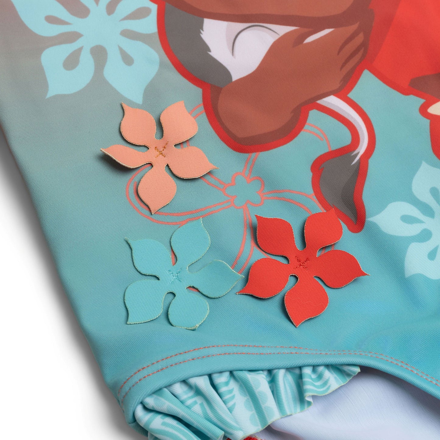 Disney Moana Girls Kids Swimsuit Swimming Costume Swimwear Long Sleeve Floral Frilly One Piece