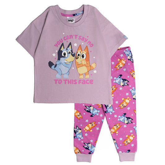 Girls Bluey and Bingo Short Sleeve Top Long Trousers Pyjamas Pjs Nightwear