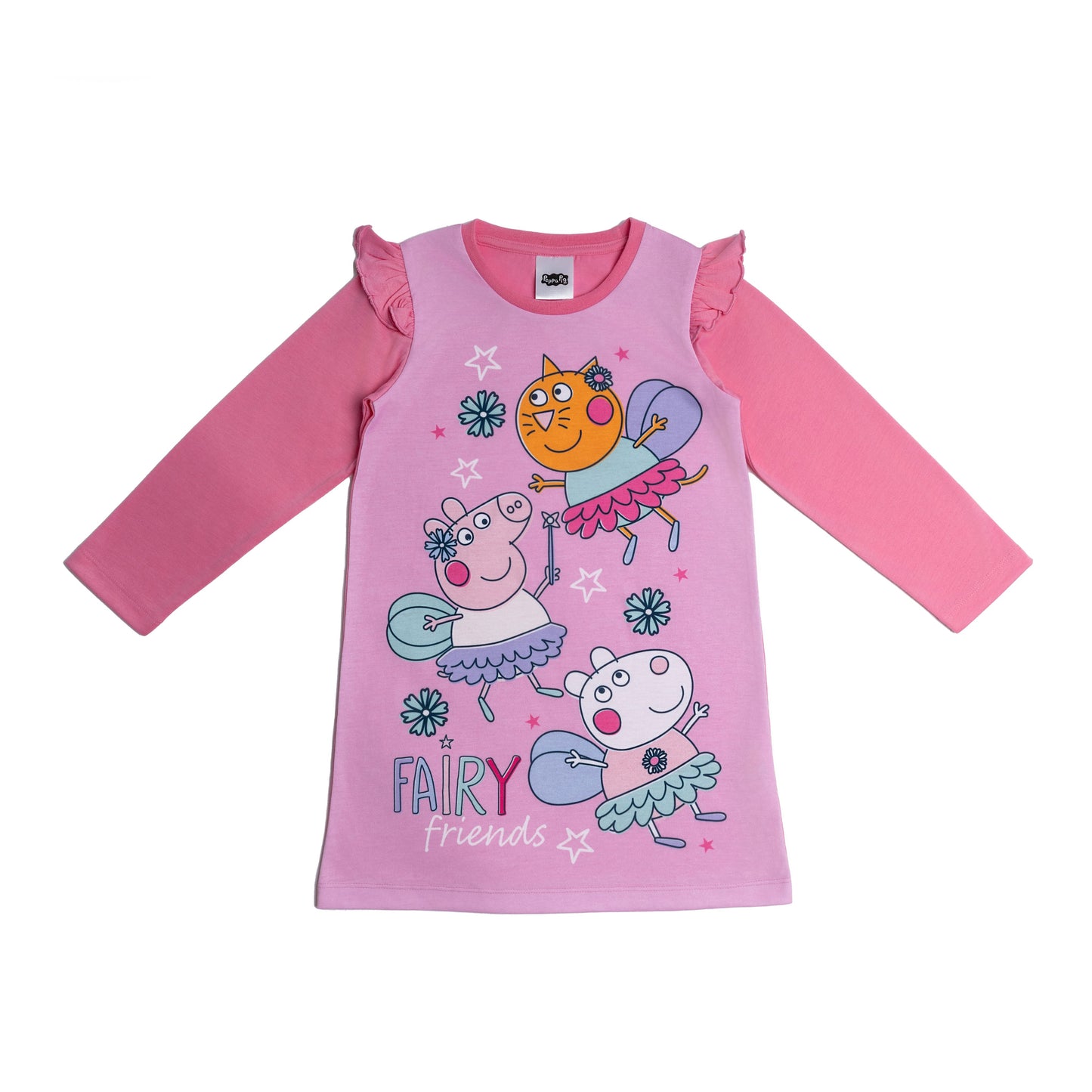 Girls Peppa Pig Long Sleeve Nightdress Fairy Friends Pyjamas Pjs Kids Nightwear 2-6 Years