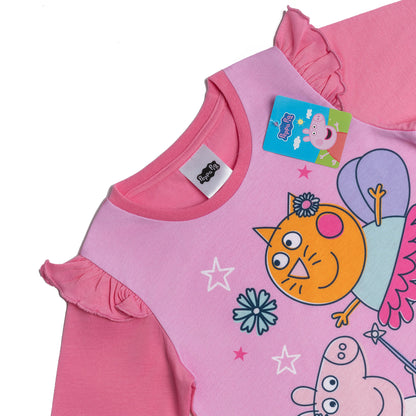 Girls Peppa Pig Long Sleeve Nightdress Fairy Friends Pyjamas Pjs Kids Nightwear 2-6 Years