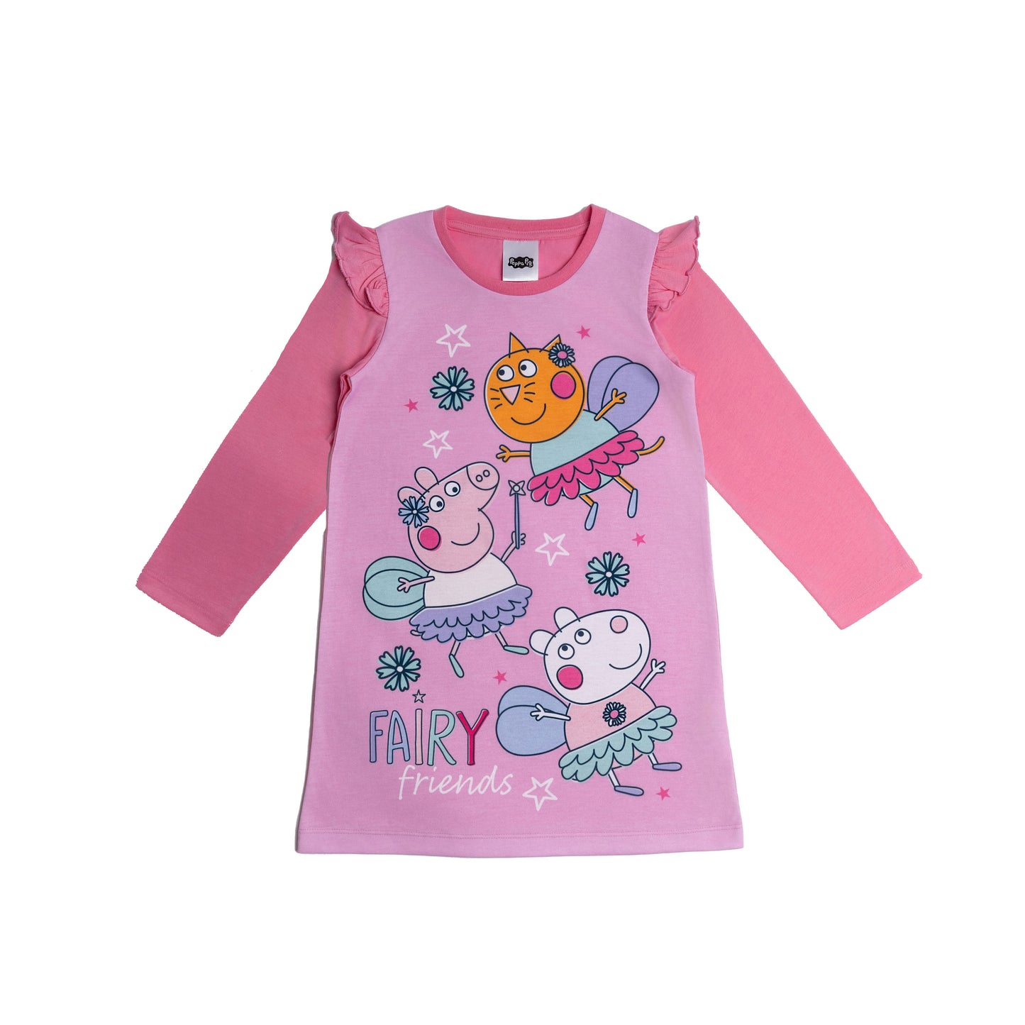 Girls Peppa Pig Long Sleeve Nightdress Fairy Friends Pyjamas Pjs Kids Nightwear 2-6 Years