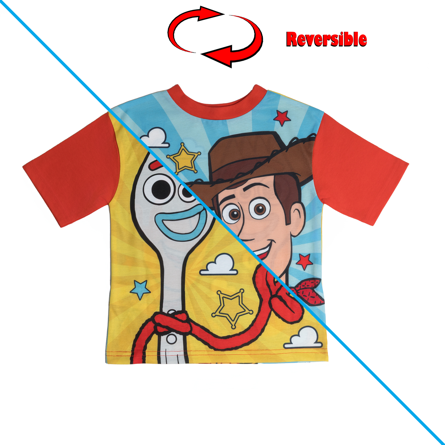 REVERSIBLE Boys Toy Story Woody Buzz Lightyear Pyjamas Pjs Nightwear 18 Months - 6 Years