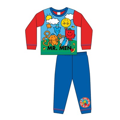 Mr Men Pyjama Set Boys Long Sleeve Top Trousers