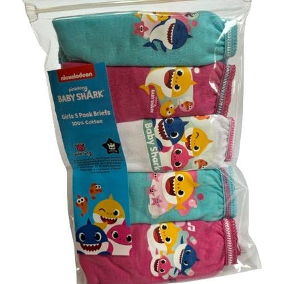 Baby Shark Girls Knickers Underwear Briefs Multipack 5 Pack