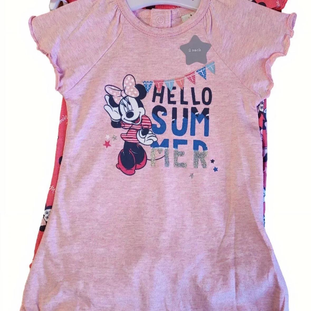 Disney Baby Minnie Mouse Girls Rompers Footless Short Sleeve Multipack Two Pack