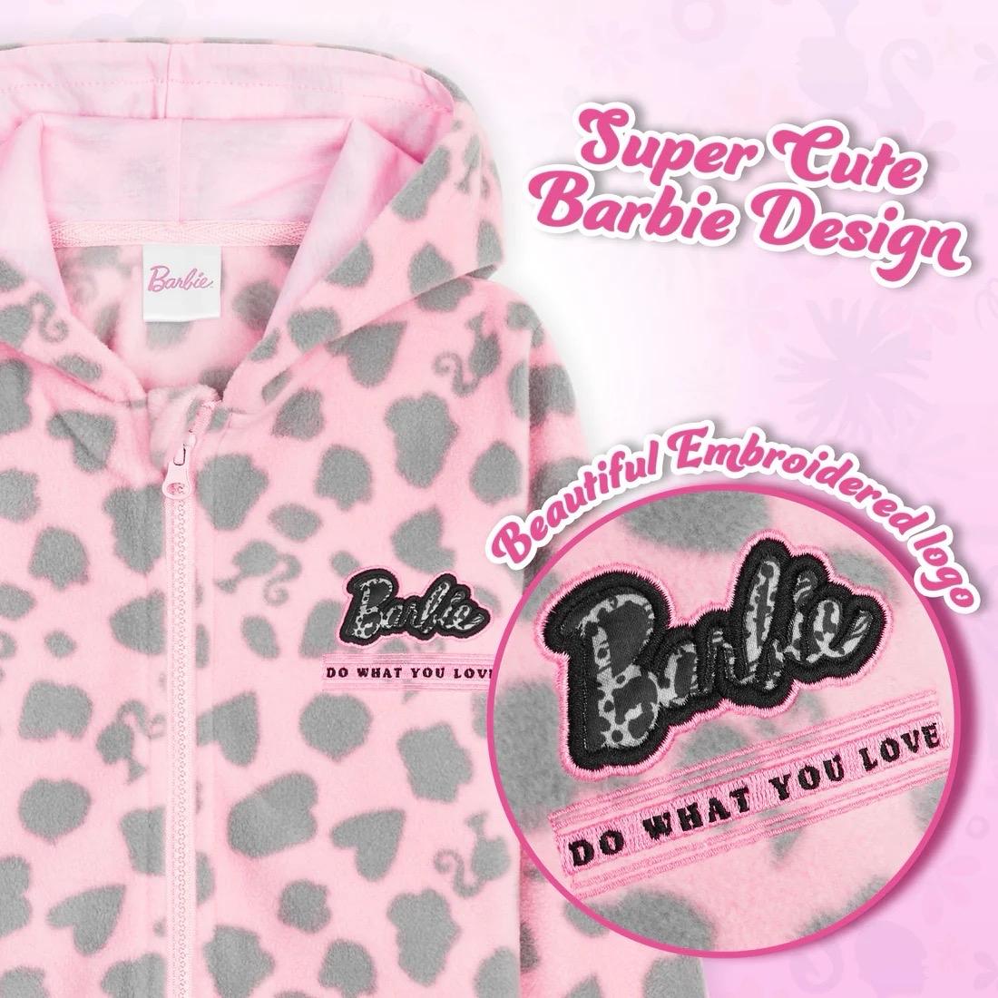 Barbie Doll Fleece Hooded Jacket Girls Pink