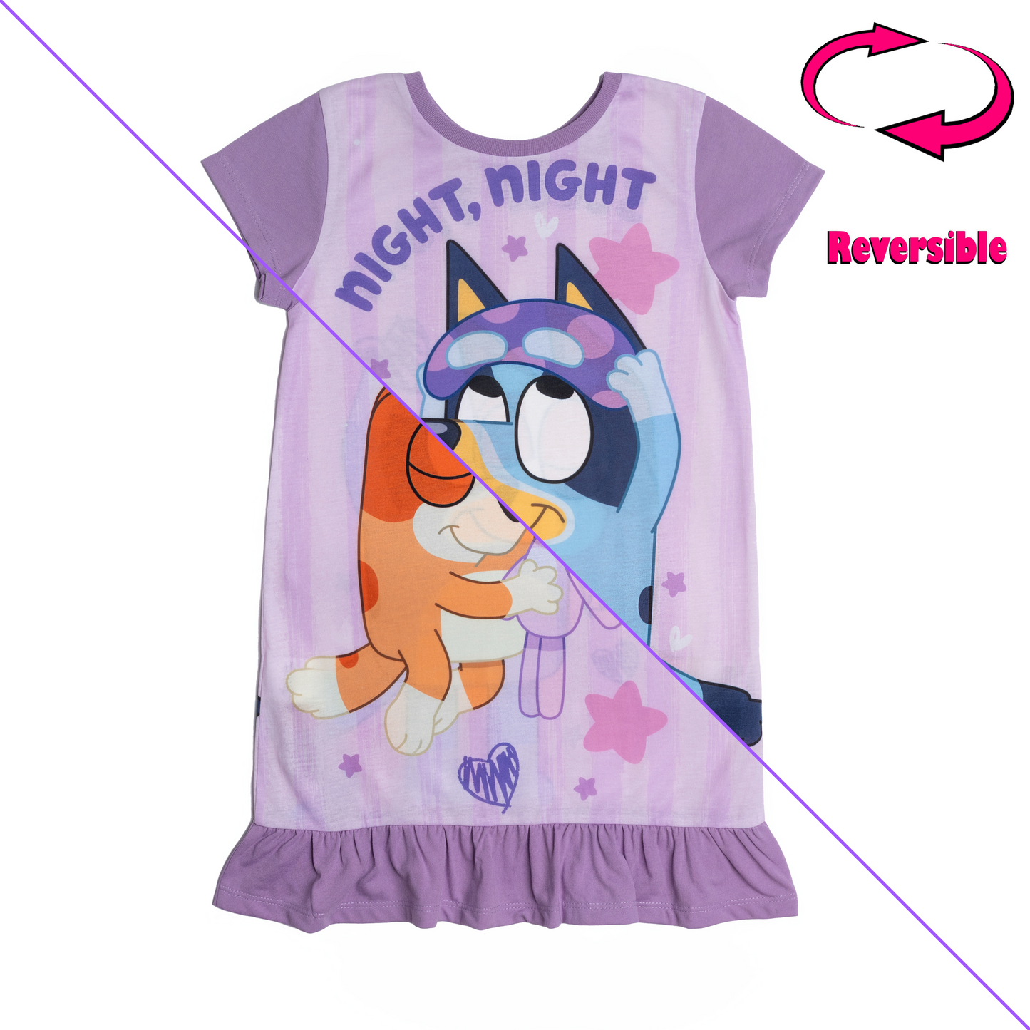 Girls Reversible Bluey and Bingo Nightdress Nightie Pyjamas 2-8 Years
