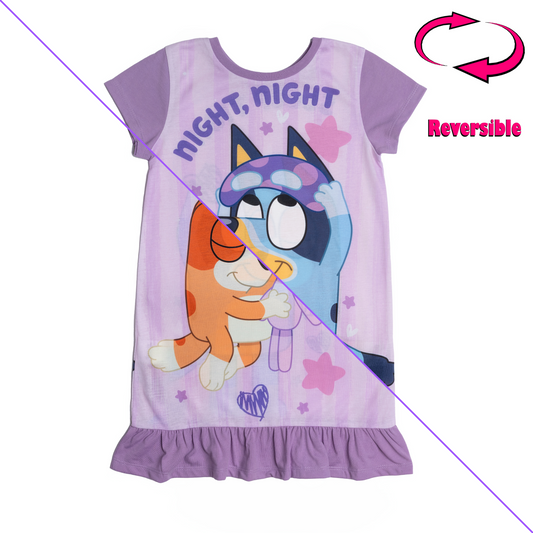 Girls Reversible Bluey and Bingo Nightdress Nightie Pyjamas 2-8 Years