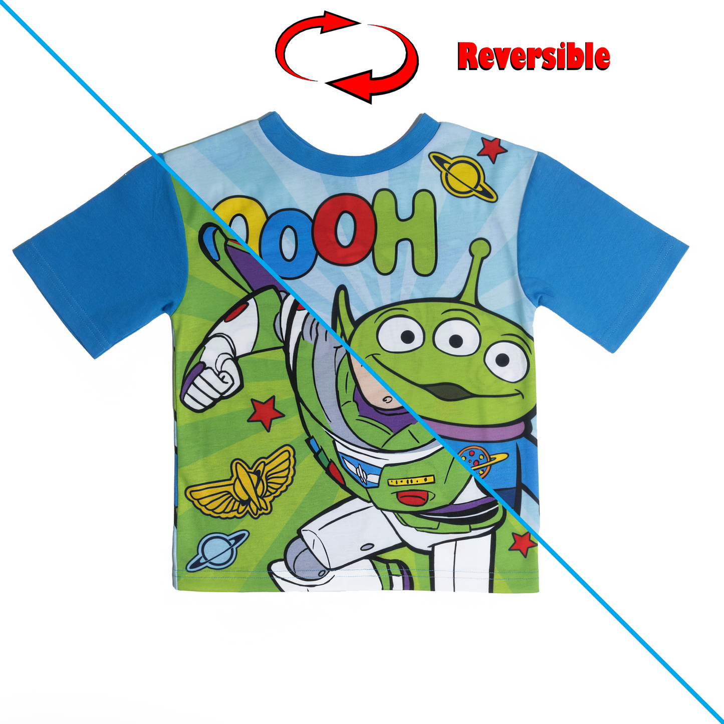 REVERSIBLE Boys Toy Story Woody Buzz Lightyear Pyjamas Pjs Nightwear 18 Months - 6 Years