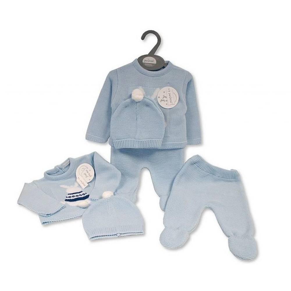 Baby Boys Easter Outfit Blue Bunny Rabbit 3 Piece