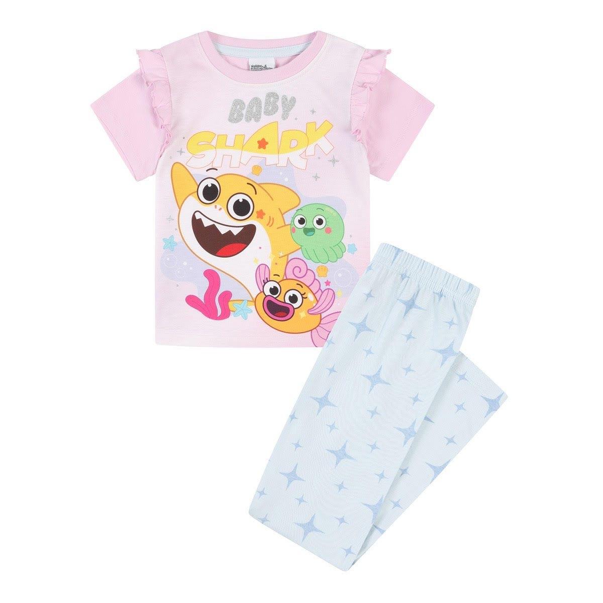 Baby Shark Girls Pyjamas Character PJs Nightwear Sleepwear Two Piece Set