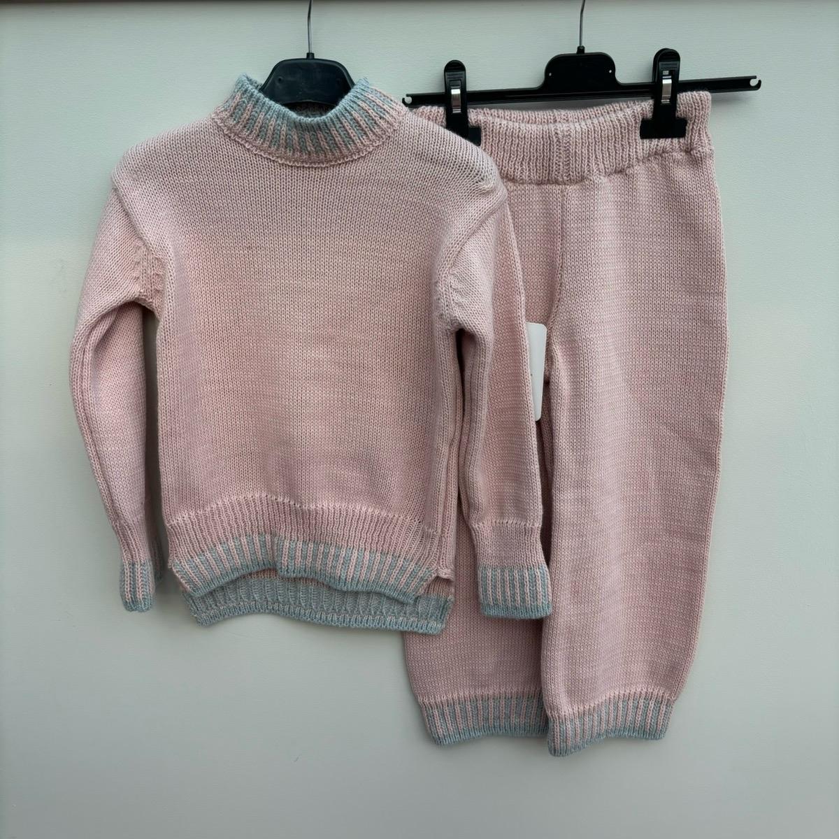 Girls knitted outfit coord set kids loungewear childrens jumper trousers