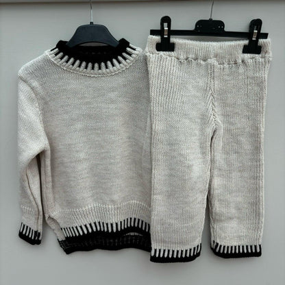 Girls knitted outfit coord set kids loungewear childrens jumper trousers