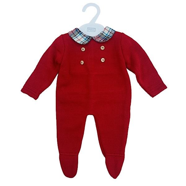 Baby Boys Sleepsuit Babygrow Knitted Red Knit Outfit