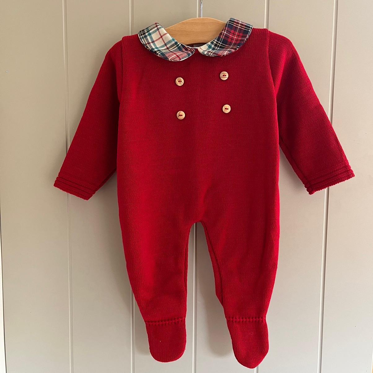 Baby Boys Sleepsuit Babygrow Knitted Red Knit Outfit