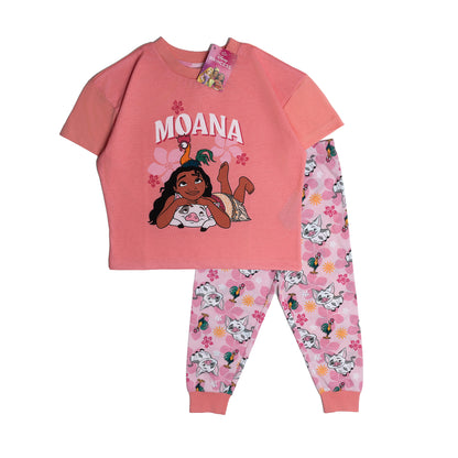 Disney Moana Girls Pyjamas Pjs Nightwear Top Trousers Short Sleeve HeiHei Pua