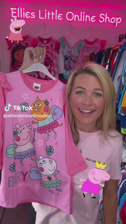 Girls Peppa Pig Long Sleeve Nightdress Fairy Friends Pyjamas Pjs Kids Nightwear 2-6 Years