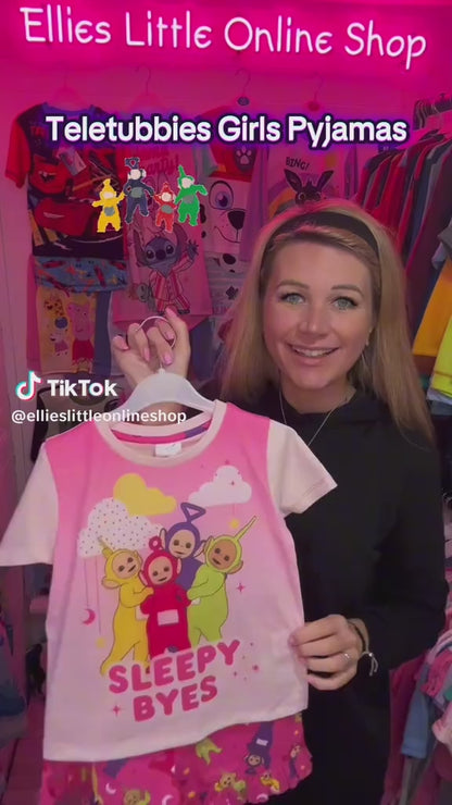 Girls Teletubbies Short Frilly Pyjamas Kids Baby Nightwear